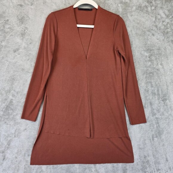 Zara Woman Studio Top Womens Small Long Sleeve Tunic V Neck Minimalist Modern - Picture 1 of 15